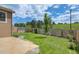 Well-maintained backyard with green grass, landscaping, and a wooden fence offering privacy at 10152 Telluride St, Littleton, CO 80125