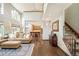 Open-concept living area with hardwood floors, an open layout to the kitchen, and lots of natural light at 2253 Augusta Dr, Evergreen, CO 80439