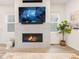 Cozy living room with modern fireplace and tiled surround, offering a comfortable and stylish space at 8582 Cheraw St, Littleton, CO 80125