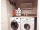 Laundry area featuring a modern washer and dryer with countertop space at 9889 Aftonwood St, Highlands Ranch, CO 80126