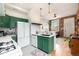 Well-lit kitchen featuring green cabinets, white countertops, and stainless steel appliances at 474 N Inca St, Denver, CO 80204