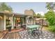 Stylish back deck with a green dining table, modern outdoor decor, and lush green surroundings at 1831 S Ivanhoe St, Denver, CO 80224