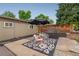 Backyard view highlighting the patio with stylish outdoor seating and lush landscaping at 1831 S Ivanhoe St, Denver, CO 80224