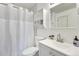 Clean and functional bathroom featuring subway tile, a shower, and modern vanity at 1011 Milo Cir # A, Lafayette, CO 80026