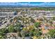 Wide aerial shot of a city neighborhood with lush trees and a mix of commercial and residential properties at 2050 S Lincoln St, Denver, CO 80210