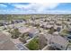 An elevated view shows a neighborhood of single Gathering homes with green space and community features at 19153 E 51St Ave, Denver, CO 80249
