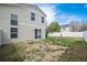 Fenced backyard featuring a sliding glass door and limited landscaping at 19153 E 51St Ave, Denver, CO 80249
