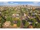 Drone shot showing the property's surroundings and Denver's skyline at 1655 N Williams St, Denver, CO 80218