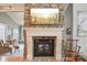 Cozy living room with a stone fireplace, wooden floors, and comfortable seating for a relaxed atmosphere at 1582 W Briarwood Ave, Littleton, CO 80120