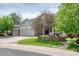 Beautiful two-story home with a three-car garage, stone accents, and a well-landscaped front yard at 22898 Addington Pl, Parker, CO 80138