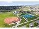 Aerial view showing community amenities including a park and sports facilities at 8939 Devinney Ct, Arvada, CO 80005