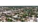 Expansive aerial view showcases a vibrant city neighborhood, blending residential and commercial buildings at 1352 N Downing St, Denver, CO 80218