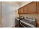 Laundry room featuring a washer, dryer and cabinets at 9040 Grand Mesa Ave, Longmont, CO 80504