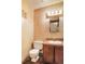 Small bathroom with a toilet, sink, and vanity at 1557 S Owens St # 59, Denver, CO 80232