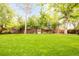 Expansive backyard with lush green lawn, mature trees, and a wooden privacy fence in the background at 10000 E Ohio Ave, Denver, CO 80247