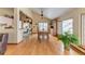 Dining area features a charming ceiling fan and an attractive built-in cabinet at 23495 Bluestem Dr, Golden, CO 80401