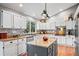Bright kitchen featuring stainless steel appliances, light cabinetry and a gray kitchen island at 4530 Ridgewood Ct, Castle Rock, CO 80109