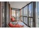 Private balcony with city views and seating at 1551 Larimer St # 2805, Denver, CO 80202