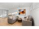 Bright basement living area featuring two sofas and a large piece of art at 817 29Th St, Denver, CO 80205