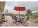 Outdoor deck with a dining table and chairs, perfect for enjoying meals and relaxing outdoors at 8102 S Carr Ct, Littleton, CO 80128