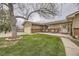 Inviting front yard with a well-maintained lawn and a cozy porch area with seating at 8102 S Carr Ct, Littleton, CO 80128