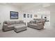 Expansive basement featuring two plush sofas, a comfortable ottoman, and an open layout at 7079 S Locust Pl, Centennial, CO 80112