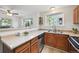 Bright kitchen with a double stainless steel sink, wood cabinets and modern appliances at 7680 Depew St # 1404, Arvada, CO 80003