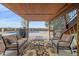 Inviting covered patio with stylish outdoor furniture and a view of the sparkling pool at 330 N Rocky Cliff Trl, Franktown, CO 80016