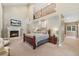 Large main bedroom has a sitting area, fireplace, neutral paint, and lots of natural light from the windows at 2627 E Willamette Ln, Greenwood Village, CO 80121