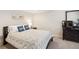 Comfortable bedroom showcasing a queen bed with patterned comforter and a dark wood dresser with television at 16840 New Autumn Dr, Monument, CO 80132