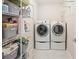 Functional laundry room with side-by-side washer and dryer and ample storage space at 16840 New Autumn Dr, Monument, CO 80132