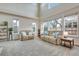 Bright living room with vaulted ceilings, large windows, and neutral-toned sofas, creating a cozy and inviting space at 2918 W 135Th Pl, Thornton, CO 80241