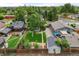 Overhead aerial view of backyard with landscaping, and detached garage at 5115 Osceola St, Denver, CO 80212