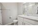 Standard bathroom with white vanity, sink, mirror, and a shower/tub at 5928 N Odessa St, Aurora, CO 80019