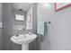 Chic powder room with a pedestal sink, modern fixtures, and a clean, minimalist design at 2539 Lawrence St, Denver, CO 80205