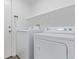Laundry room with washer, dryer and door to the exterior at 19466 E 59Th Dr, Aurora, CO 80019