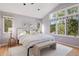 Bright bedroom with large windows, light walls, and comfortable furnishings at 31402 N Bermuda Dunes Dr, Evergreen, CO 80439