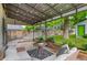 Cozy covered patio area with outdoor seating, string lights, and a well-manicured yard at 3052 S Logan St, Englewood, CO 80113