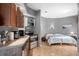 Cozy living space with kitchenette and bedroom area at 32209 Blue Springs Dr, Evergreen, CO 80439