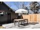 Backyard patio with wooden table and chairs, perfect for outdoor dining and entertaining at 1641 S Corona St, Denver, CO 80210