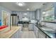 Updated kitchen featuring stainless steel appliances, black countertops, and painted cabinets at 10342 Monterey Cir, Northglenn, CO 80260