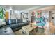 Inviting living room with a comfortable leather sectional sofa, fireplace, and hardwood floors at 10342 Monterey Cir, Northglenn, CO 80260
