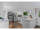 Bright kitchen featuring white cabinets, stainless steel appliances, an island and hardwood floors at 3966 S Magnolia Way, Denver, CO 80237
