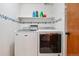 Functional laundry room with updated appliances and a convenient storage shelf at 17051 Wellington Dr, Parker, CO 80134
