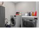 View of a laundry room with a washer, dryer, and water heater at 850 Grove St, Denver, CO 80204