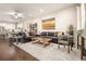A spacious living room showcases a comfortable seating arrangement with a view of the adjacent dining area and kitchen at 3418 New Haven Cir, Castle Rock, CO 80109
