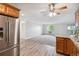 Open concept kitchen with views to the living room at 605 S Alton Way # 9C, Denver, CO 80247