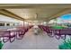 Covered outdoor patio with tables and chairs at 605 S Alton Way # 9C, Denver, CO 80247