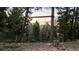 Private backyard swing set with view of the distant mountains and wooded area at 30717 Conifer Mountain Dr, Conifer, CO 80433