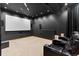 Home theater room with large screen, leather recliners, and ambient lighting at 30717 Conifer Mountain Dr, Conifer, CO 80433